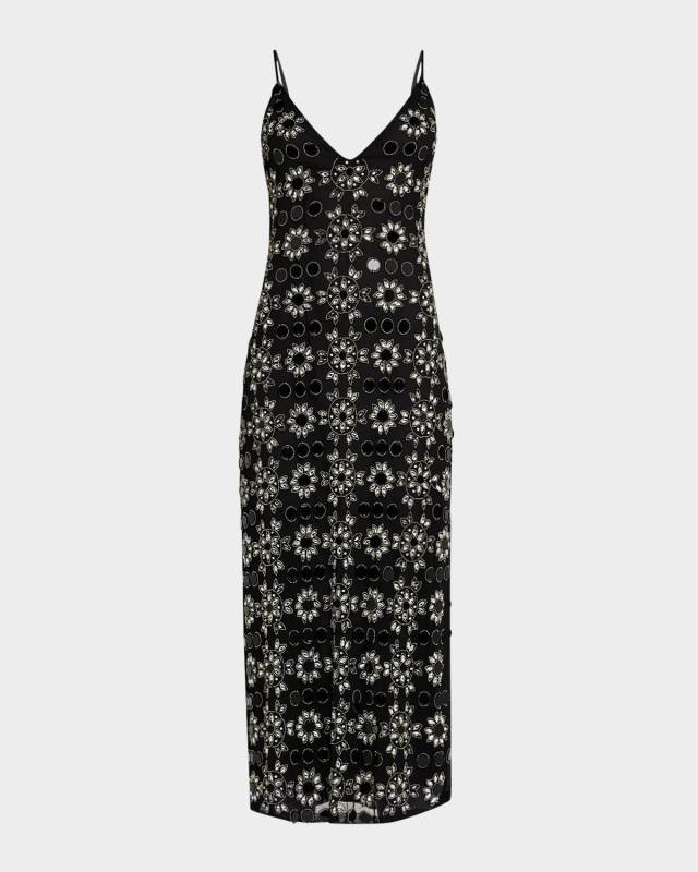 Lauriane Bead & Crystal Midi Dress